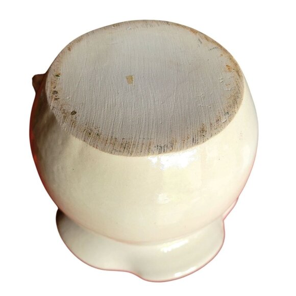 Vintage Heavy hand thrown pottery Planter,Vase beige with ruffle edge rose heart - Picture 13 of 13